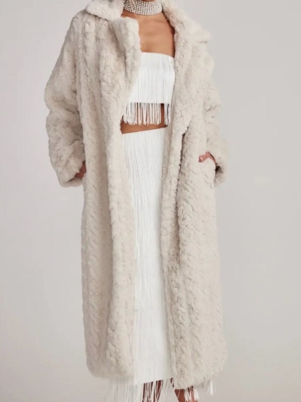 Chic 12th tribe Cream Faux Fur Coat NWT